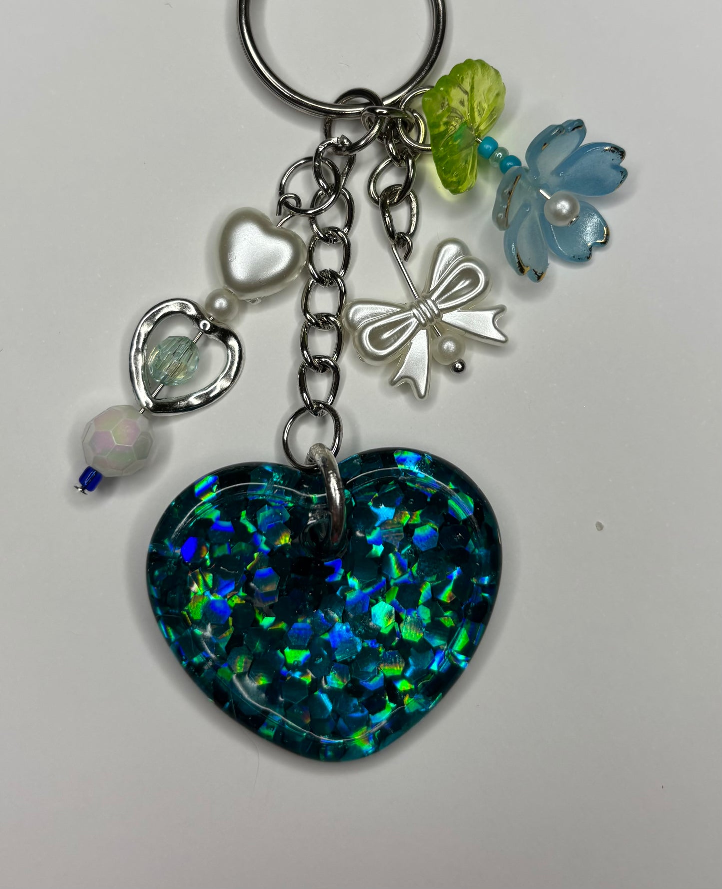 Glitter Heart Keychain (Blue)