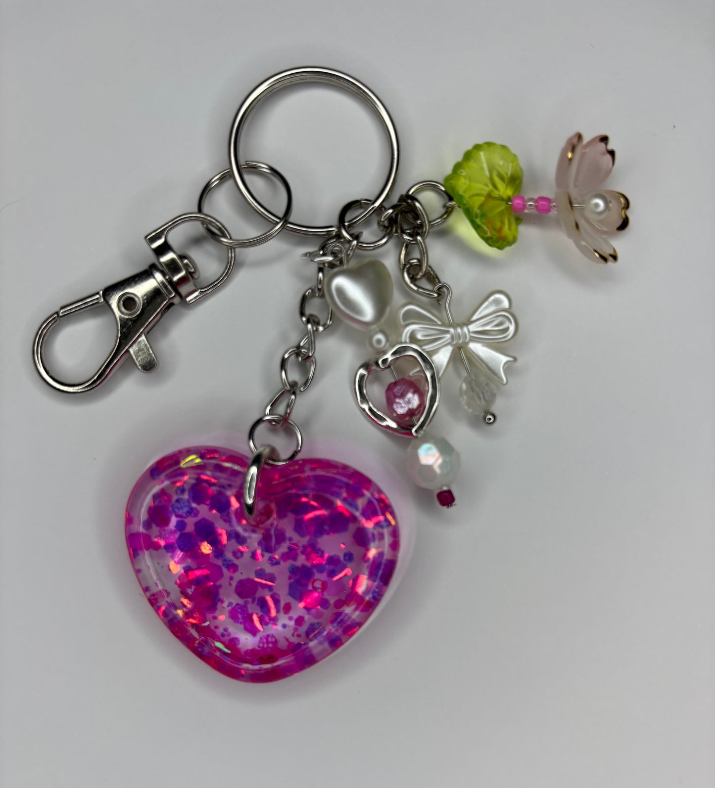 Glitter Heart Keychain (Pink)