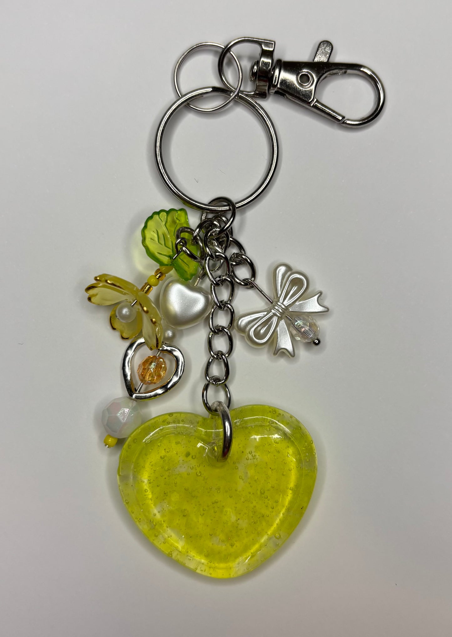 Glitter Heart Keychain (yellow)