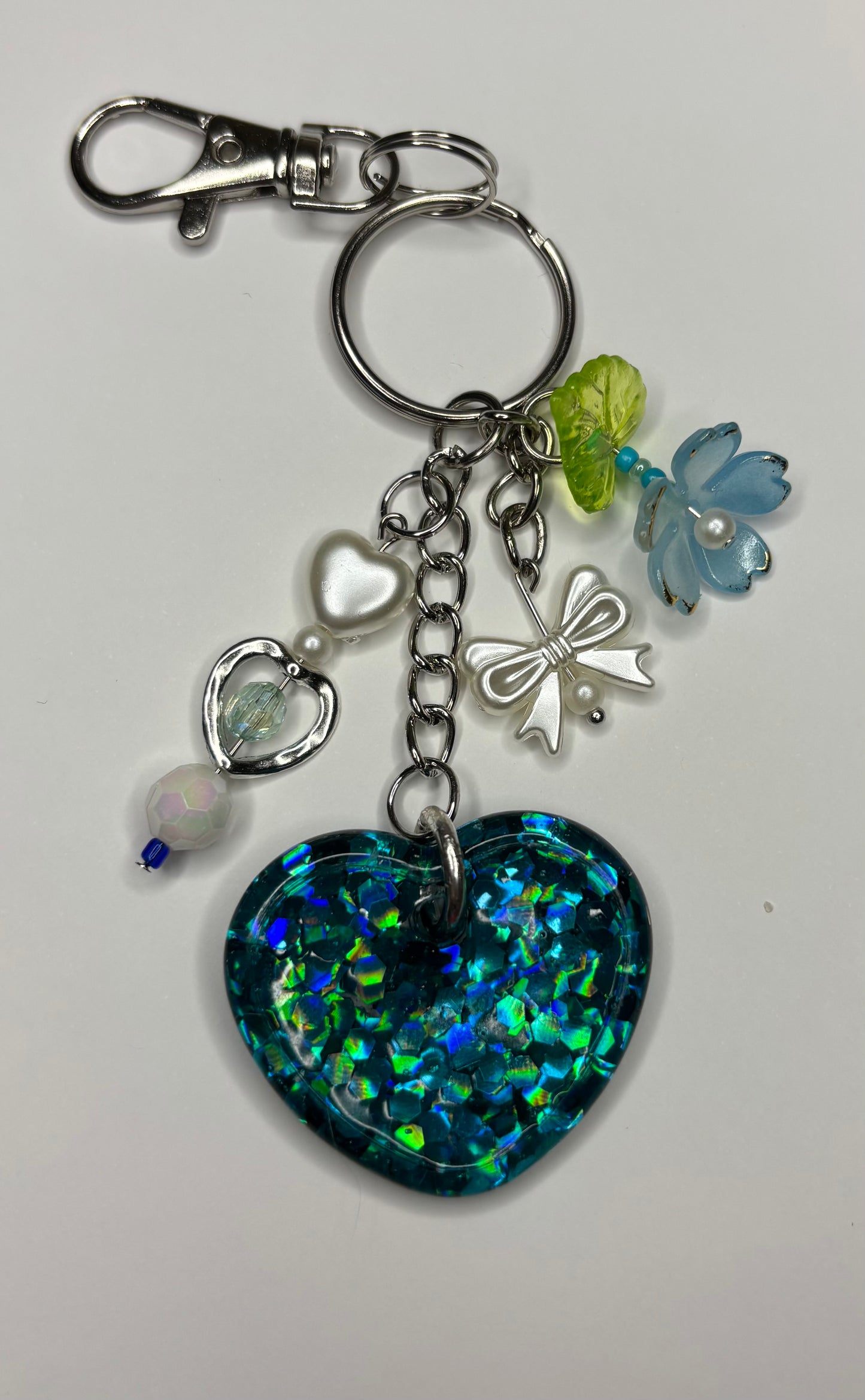 Glitter Heart Keychain (Blue)