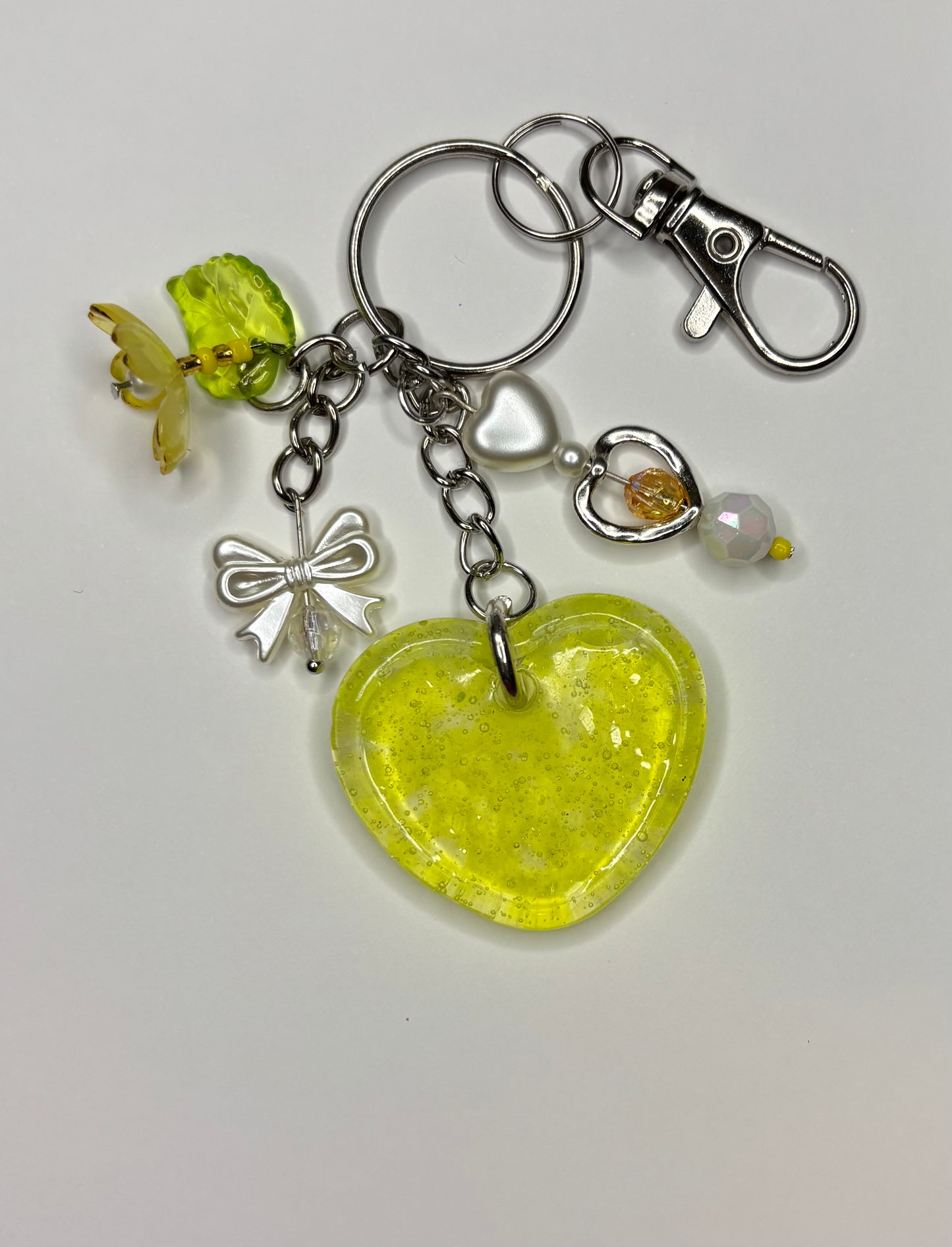 Glitter Heart Keychain (yellow)
