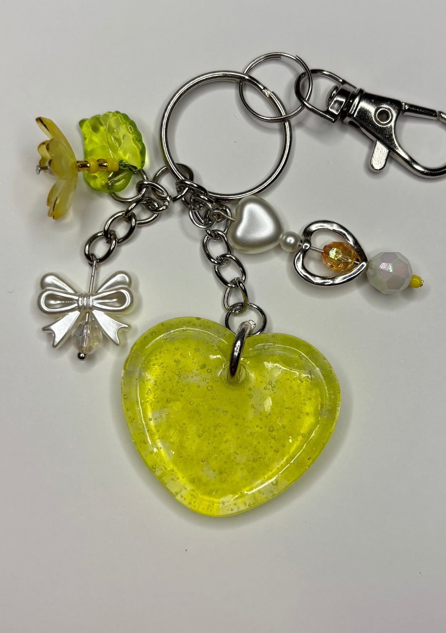 Glitter Heart Keychain (yellow)