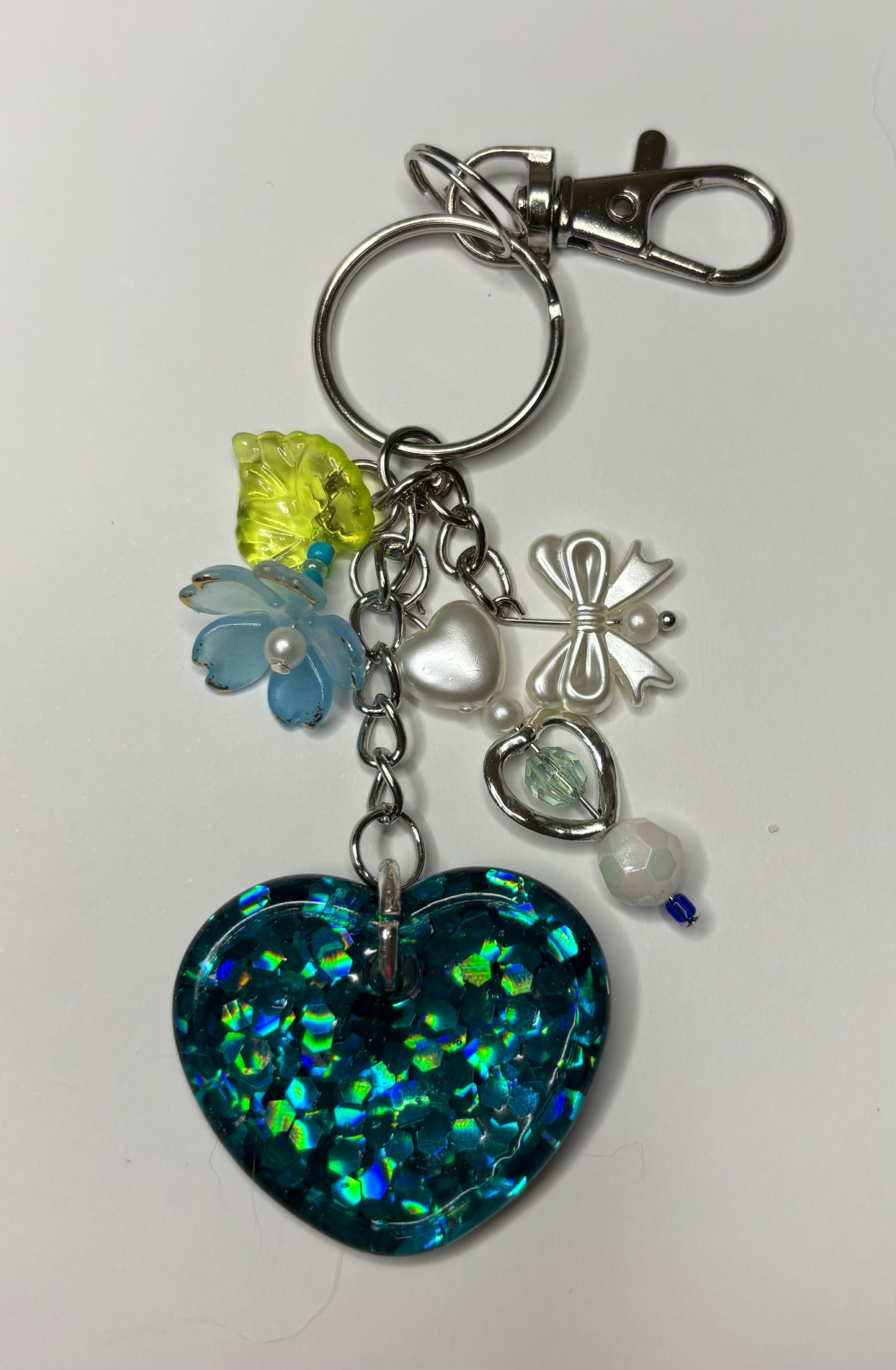 Glitter Heart Keychain (Blue)