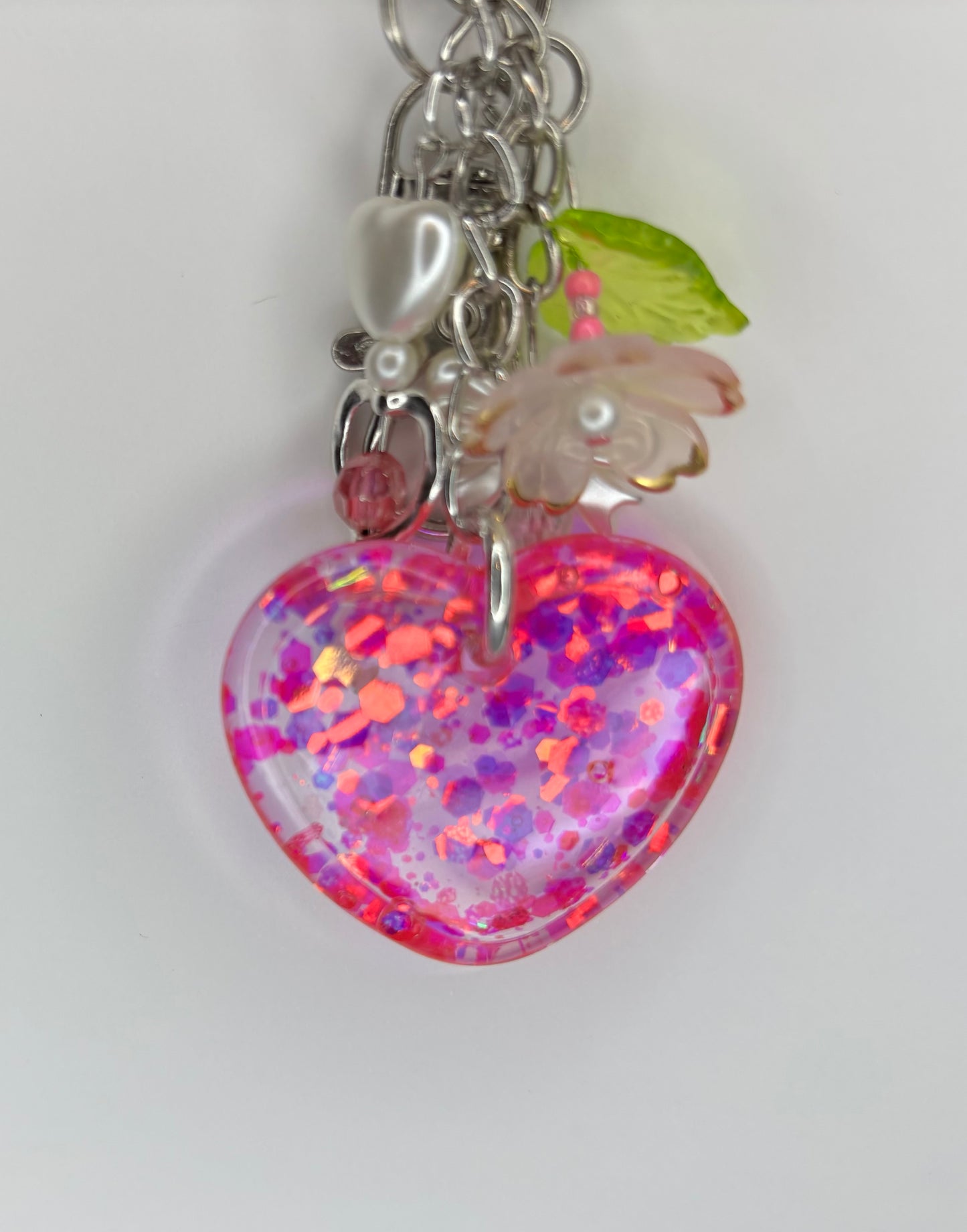 Glitter Heart Keychain (Pink)