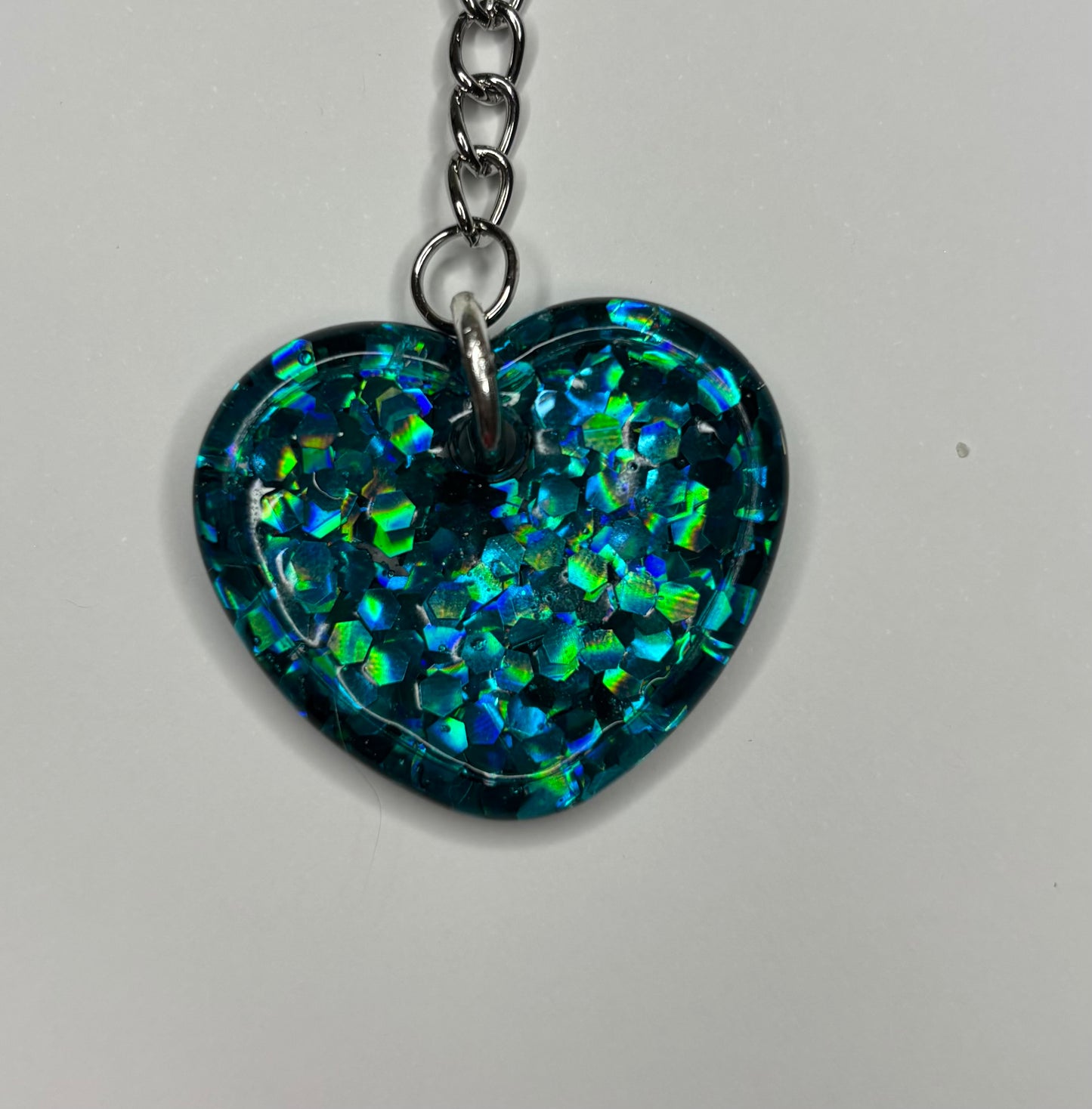 Glitter Heart Keychain (Blue)