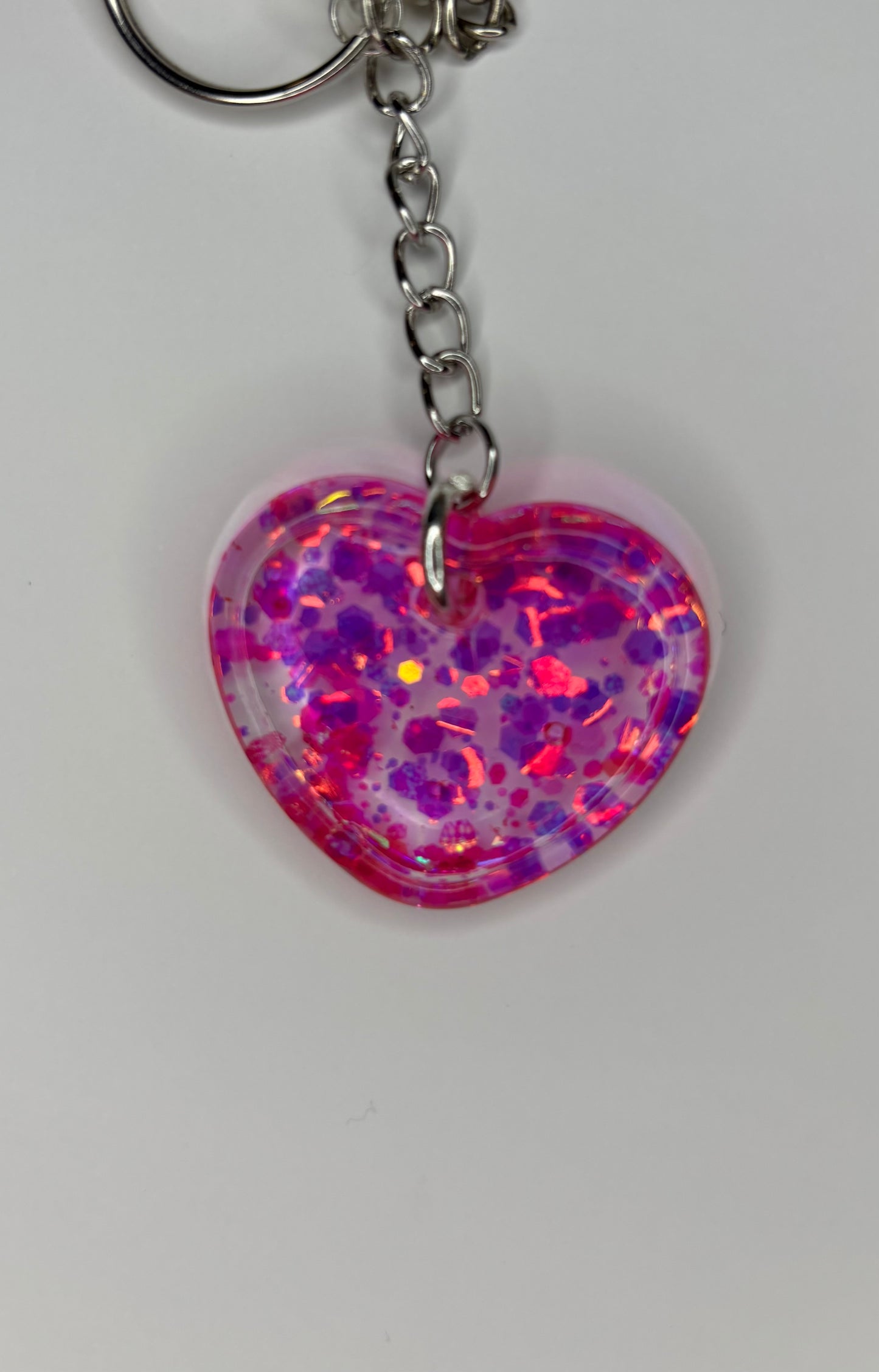 Glitter Heart Keychain (Pink)