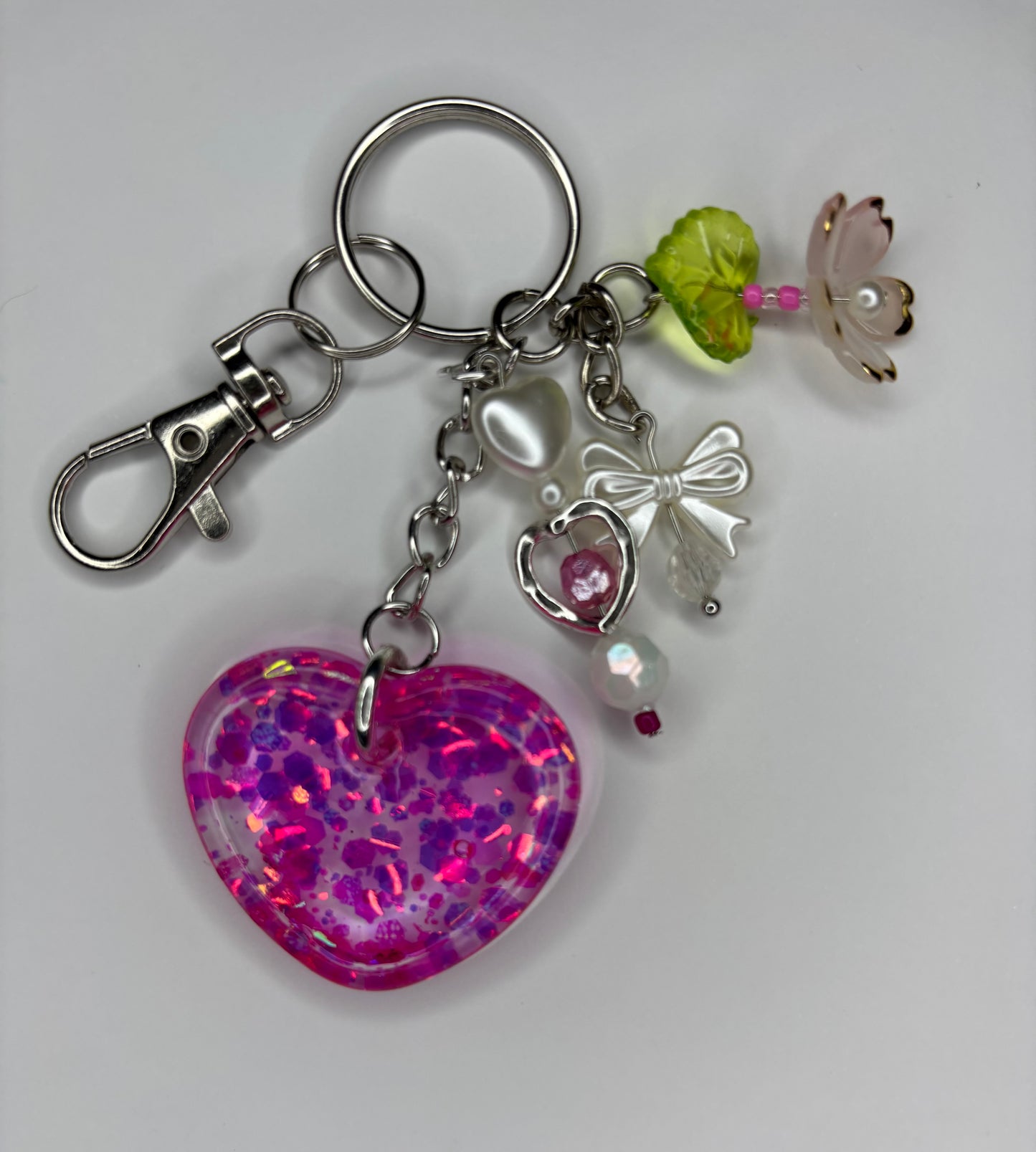 Glitter Heart Keychain (Pink)