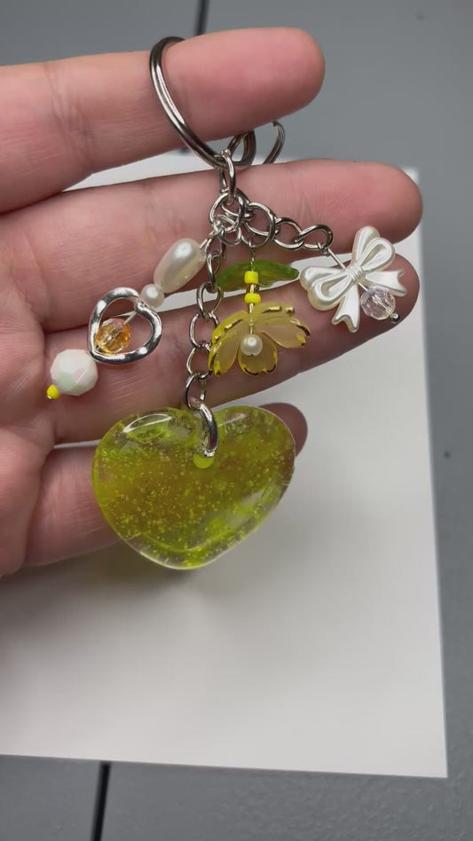 Glitter Heart Keychain (yellow)